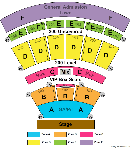 The Pavilion At Montage Mountain End Stage w GA Floor Zone Seating Chart